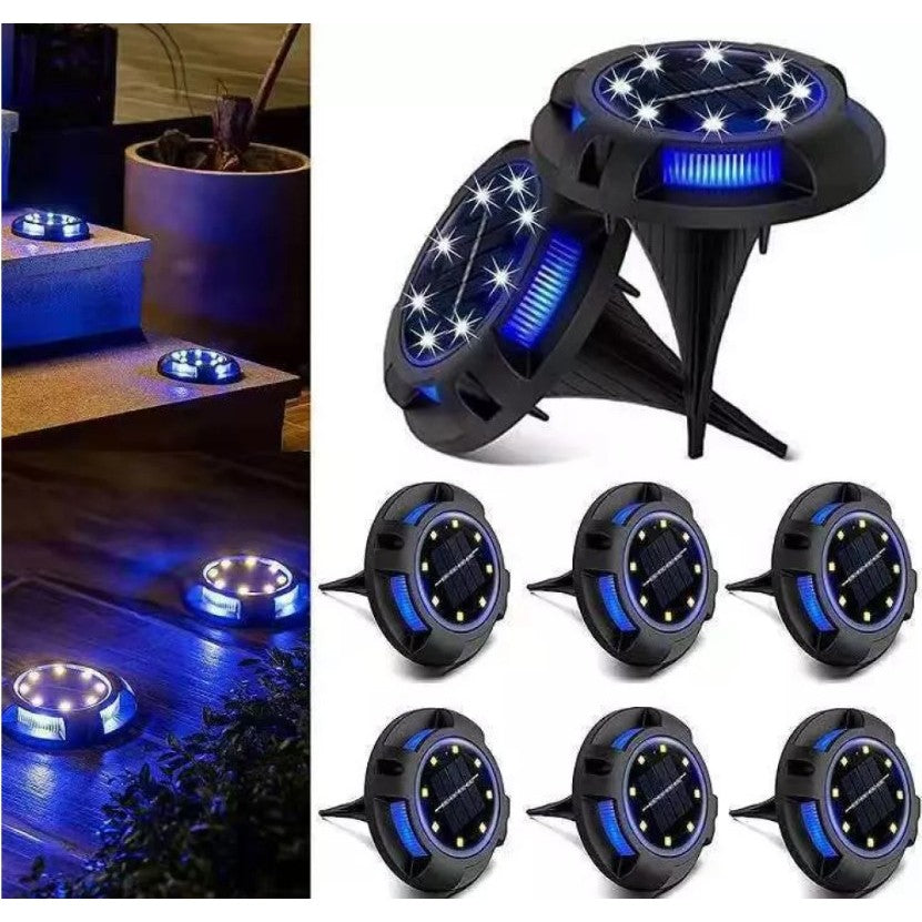 Lampa Solara Led Tip Spot Pentru Gradina, Cu 4 Leduri Laterale Multicolore Si 8 Leduri Principale Alb Rece, Ip65, Material Abs, Baterie 2V, 700 Mah, 11X13.5 Cm, Multicolor - vivimall.ro
