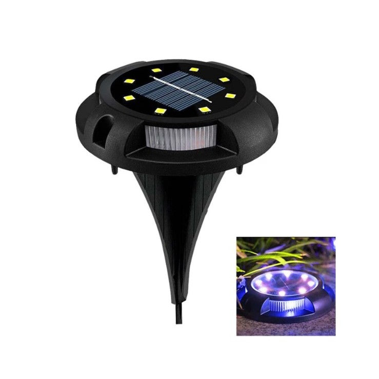 Lampa Solara Led Tip Spot Pentru Gradina, Cu 4 Leduri Laterale Multicolore Si 8 Leduri Principale Alb Rece, Ip65, Material Abs, Baterie 2V, 700 Mah, 11X13.5 Cm, Multicolor - vivimall.ro