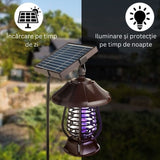 Lampa Solara Pentru Gradina, Anti-Insecte, Tantari, Muste, Uv, Led, Material Abs, Putere 5W, 1.2 V, Autonomie 8 Ore, 2 Moduri De Functionare, Ip65, Electric Shock 380 Volti, 30 X 19.5 Cm, Maro - vivimall.ro