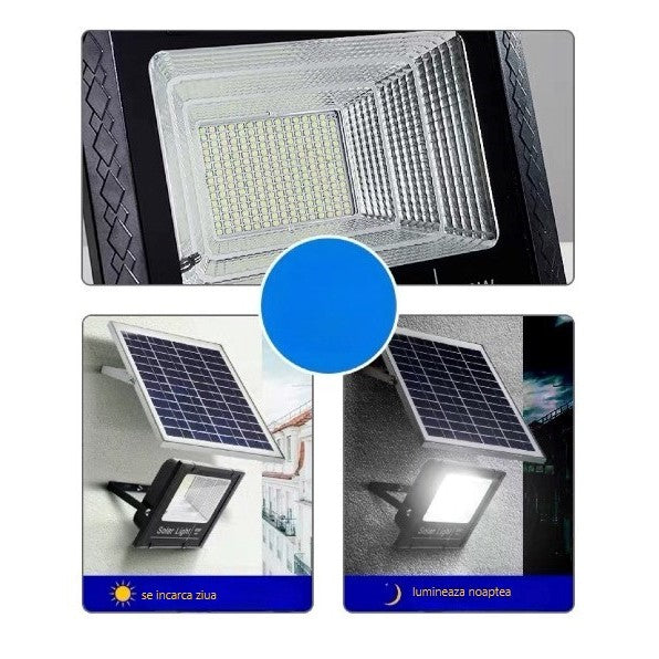 Lampa Solara Stradala, 100 Led, 30 W, Cu Panou Solar, Brat De Montare Inclus - vivimall.ro