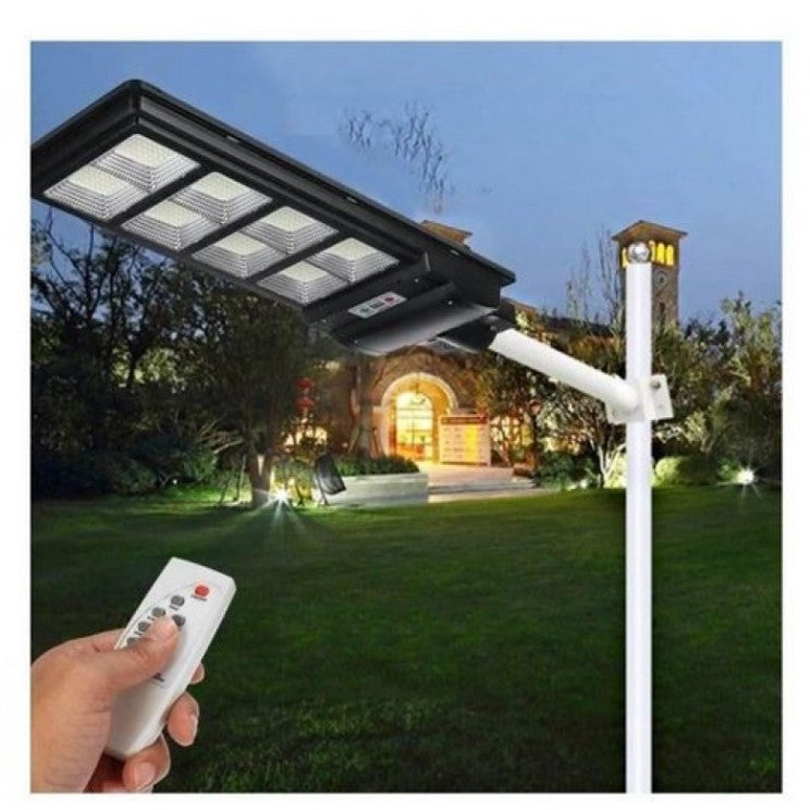 Lampa Solara Stradala, Cu Telecomanda, Senzor De Miscare Si Lumina, Suport Prindere, 180 Led-Uri, Ip65, Abs, 10Ah, 200W, Temperatura Culoare 6500K, 59.5X23.8X6.8 Cm, Autonomie 10-12 Ore, Negru - vivimall.ro