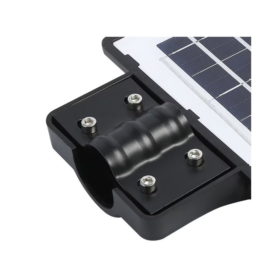 Lampa solara stradala Flippy, cu telecomanda, senzor de miscare si lumina, suport prindere, 180 LED-uri, IP65, ABS, 10AH, 200W, temperatura culoare 6500K, 59.5x23.8x6.8 cm, autonomie 10-12 ore, negru