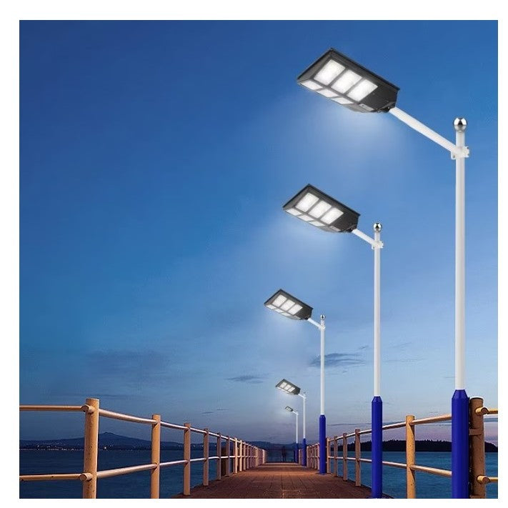 Lampa Solara Stradala, Cu Telecomanda, Senzor De Miscare Si Lumina, Suport Prindere, 480 Led-Uri, Ip65, Abs, 15Ah, 300W, Temperatura Culoare 6500K, 44.6X34.8X7.2 Cm, Autonomie 10-12 Ore, Negru