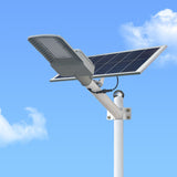 Lampa Solara Stradala, Ip65, Senzor De Lumina, 60 Led-Uri Smd, 2250 Lm, Panou 25W, Putere 200W, Autonomie 12-16 Ore, Telecomanda, Montare Prin Fixare, Pentru Strada Sau Gradina, Finisaj Mat, Material Abs, 51.5 X 21 X 7.5, Gri - vivimall.ro
