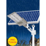 Lampa Solara Stradala, Pentru Curte Sau Strada, Cu Doua Grile, Finisaj Mat, Rezistent La Apa, Montare Prin Fixare, Senzor Lumina, Baterie De Litiu, Ip65, Lumina Rece, Putere 300W, Autonomie 10 Ore, 51.5 X 21 Cm, Gri - vivimall.ro