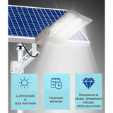 Lampa Solara Stradala, Pentru Curte Sau Strada, Cu Doua Grile, Finisaj Mat, Rezistent La Apa, Montare Prin Fixare, Senzor Lumina, Baterie De Litiu, Ip65, Lumina Rece, Putere 300W, Autonomie 10 Ore, 51.5 X 21 Cm, Gri - vivimall.ro