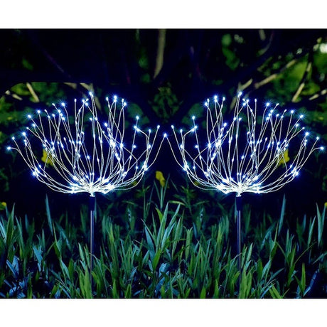 Lampa solara sub forma de artificii, 120 LED-uri, alb rece, Vivimall - vivimall.ro