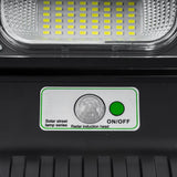 Lampă stradală solară Vivimall, cu telecomandă, 36 cm x 11.5 cm, 108 COB LED, 2592 Lumeni, 21.6 W - echivalent 172 W bec incadescent, IP65, Senzor de Miscare, Senzor de Lumina, 2 Grile, Alb Rece - vivimall.ro