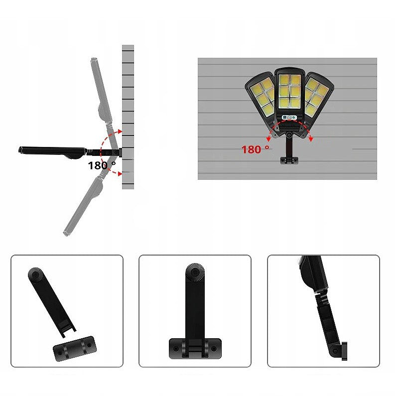 Lampa Stradala Solara, Cu Telecomanda, 36 Cm X 11.5 Cm, 108 Cob Led, 2592 Lumeni, 21.6 W - Echivalent 172 W Bec Incadescent, Ip65, Senzor De Miscare, Senzor De Lumina, 2 Grile, Alb Rece - vivimall.ro