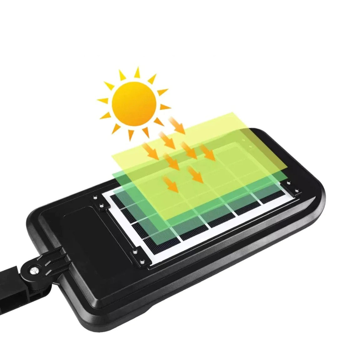 Lampa Stradala Solara, Cu Telecomanda, 36 Cm X 11.5 Cm, 108 Cob Led, 2592 Lumeni, 21.6 W - Echivalent 172 W Bec Incadescent, Ip65, Senzor De Miscare, Senzor De Lumina, 2 Grile, Alb Rece - vivimall.ro