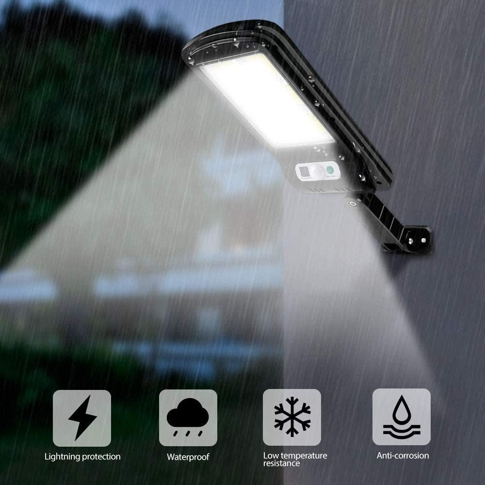 Lampa Solara De Exterior Led, 36 Cm X 11.5 Cm, 2400Lumeni 100 Cob Led 20 W - Echivalent 160 W Bec Incadescent, Ip65, Senzor De Miscare, Senzor De Lumina, 1 Grila, Alb Rece - vivimall.ro