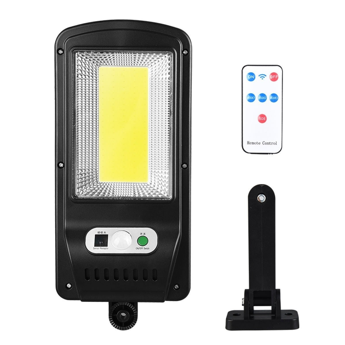 Lampa Solara De Exterior LED Vivimall, 36 cm x 11.5 cm, 2400Lumeni 100 COB LED 20 W - echivalent 160 W bec incadescent, IP65, Senzor de Miscare, Senzor de Lumina, 1 Grila, Alb Rece