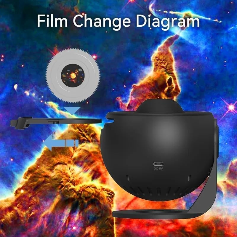 Lampa Tip Proiector Galaxie, Pentru Dormitor, Tematica Cer Instelat, Model Glob, Hd, Rotire 360 De Grade, 20 De Imagini, Incarcare Usb, 10 W