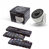 Lampa Tip Proiector Galaxie, Vivimall, pentru Dormitor, Tematica Cer Instelat, Model Glob, HD, Rotire 360 de Grade, 13 Imagini, Incarcare USB, 5 W, 11.2x10.8x10.9 cm, Alb Negru - vivimall.ro