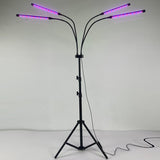 Lampa UV pentru cresterea plantelor, Vivimall, 4 capete, putere 30W, 108 LED-uri Lampa cu lumina Ultra-Violet, Lampa cu Picior Ajustabil pana la 2 m, Lumina UV Mov - vivimall.ro