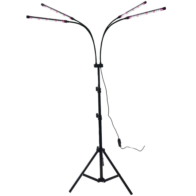 Lampa UV pentru cresterea plantelor, Vivimall, 4 capete, putere 30W, 108 LED-uri Lampa cu lumina Ultra-Violet, Lampa cu Picior Ajustabil pana la 2 m, Lumina UV Alb Rece - vivimall.ro