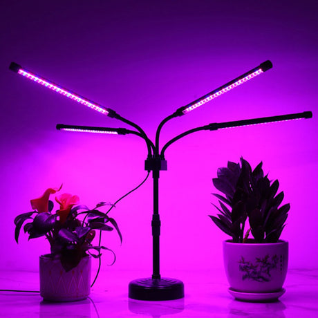 Lampa Uv Pentru Cresterea Plantelor, Alimentare Cu Usb, 20W, 4 Capete, 96 Led-Uri, 9 Nivele Lumina, Timer, Inaltime Ajustabila Pana La 65 Cm Lumina - vivimall.ro
