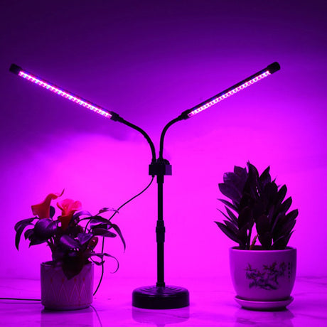 Lampa Uv Pentru Cresterea Plantelor, Alimentare Cu Usb, 10W, 2 Capete, 48 Led-Uri, 9 Nivele Lumina, Timer, Inaltime Ajustabila Pana La 65 Cm Lumina - vivimall.ro