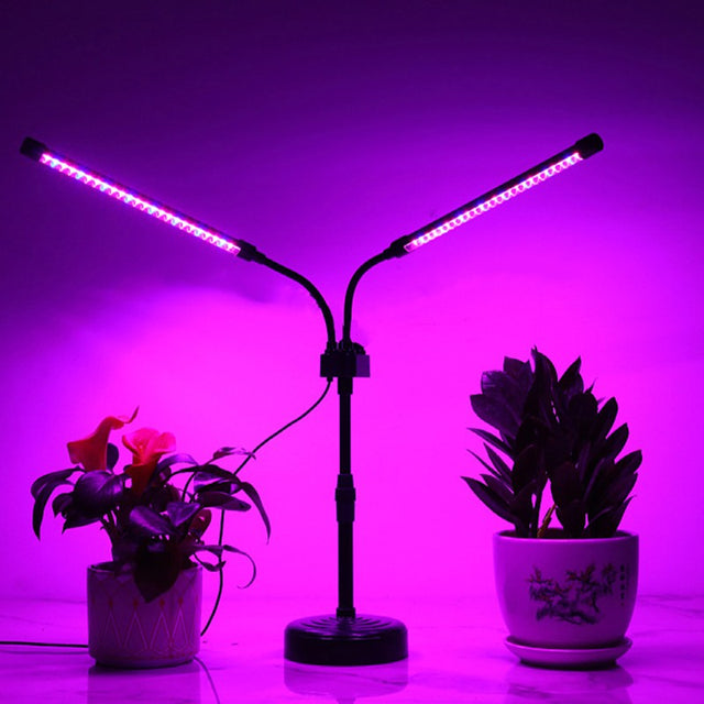 Lampa Uv Pentru Cresterea Plantelor, Alimentare Cu Usb, 10W, 2 Capete, 48 Led-Uri, 9 Nivele Lumina, Timer, Inaltime Ajustabila Pana La 65 Cm Lumina - vivimall.ro