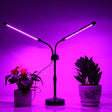 Lampa UV pentru cresterea plantelor, Vivimall, Alimentare cu USB, 10W, 2 capete, 48 LED-uri, 9 nivele lumina, Timer, Inaltime Ajustabila pana la 65 cm Lumina Mov - vivimall.ro
