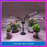 Lampa Uv Pentru Cresterea Plantelor, Conectare La Retea, 20W, 4 Capete, 72 Led-Uri, Ajustabila Pana La 66.5 Cm, Lumina Movâ- - vivimall.ro