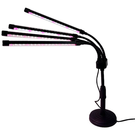 Lampa UV pentru cresterea plantelor, Vivimall, conectare la retea, 20W, 4 capete, 72 LED-uri, ajustabila pana la 66.5 cm, Lumina Alb Mov 