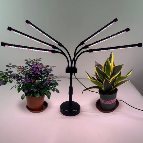 Lampa Uv Pentru Cresterea Plantelor, Conectare La Retea, 30W, 6 Capete, 108 Led-Uri, Ajustabila Pana La 68.5 Cm, Lumina Mov - vivimall.ro
