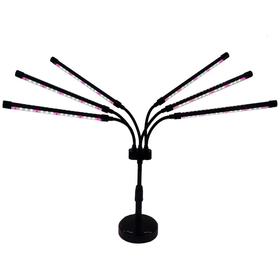 Lampa Uv Pentru Cresterea Plantelor, Conectare La Retea, 30W, 6 Capete, 108 Led-Uri, Ajustabila Pana La 68.5 Cm, Lumina Mov - vivimall.ro