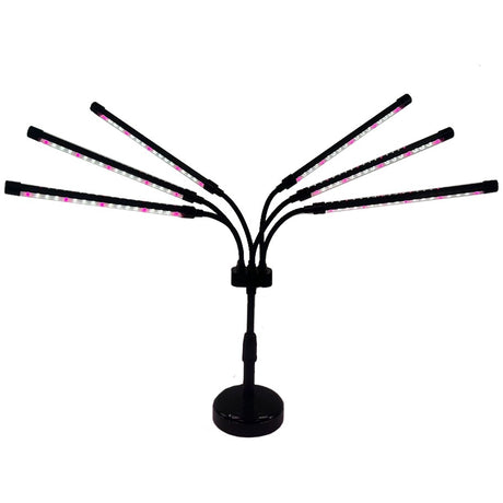 Lampa Uv Pentru Cresterea Plantelor, Conectare La Retea, 30W, 6 Capete, 108 Led-Uri, Ajustabila Pana La 68.5 Cm, Lumina Mov - vivimall.ro