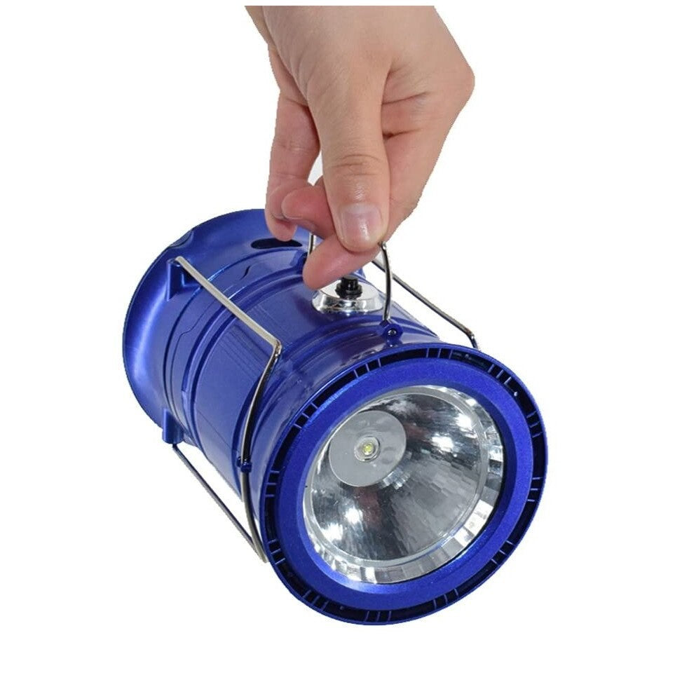 Lanterna Pliabila De Camping Magic Cool Cu Lampa Disc Si Usb Lanterna, Felinar, Acumulator 1200 Mah, Reincarcabila, 6 Led + 1 W + 3C Culori, Albastru - vivimall.ro