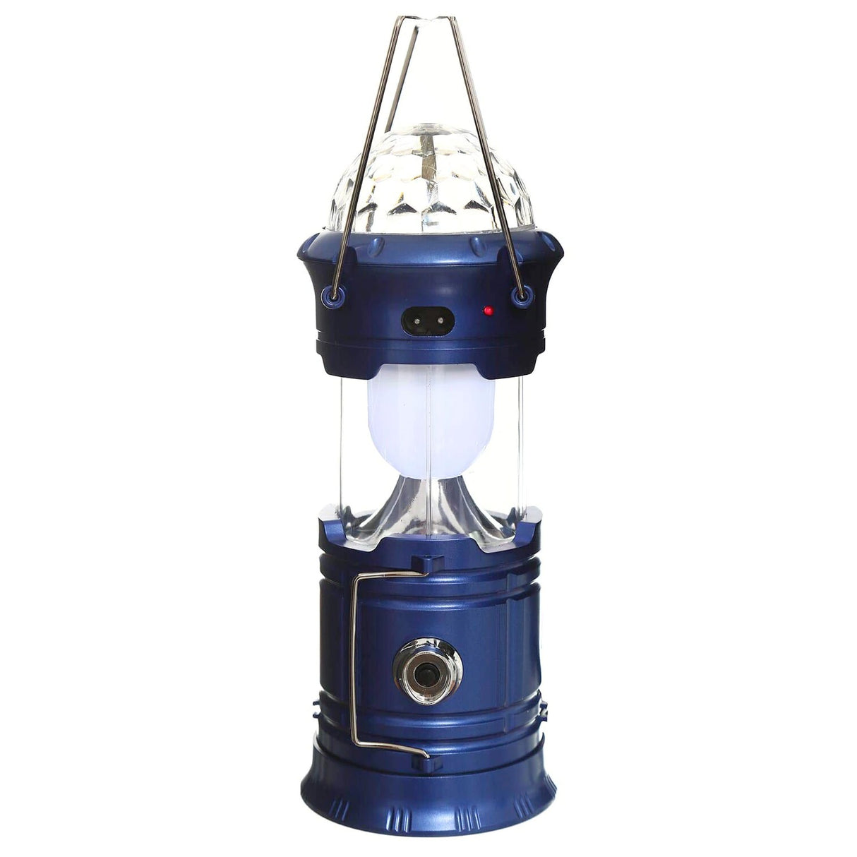 Lanterna Pliabila De Camping Magic Cool Cu Lampa Disc Si Usb Lanterna, Felinar, Acumulator 1200 Mah, Reincarcabila, 6 Led + 1 W + 3C Culori, Albastru - vivimall.ro