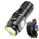 Lanterna Cu 3 Nuclee Led, Incarcare Usb, Autonomie 4-20H, Raza Maxima 100-200 M, 5W, Suport De Agatat, Fund Magnetic,