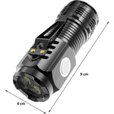 Lanterna Cu 3 Nuclee Led, Incarcare Usb, Autonomie 4-20H, Raza Maxima 100-200 M, 5W, Suport De Agatat, Fund Magnetic,