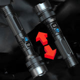 Lanterna LED Lumina Alba, Flippy, Lanterna cu Zoom Telescopic, Baterie externa, din Aluminiu + ABS, 1800 mAh, 17 x 4 x 3 cm, Negru