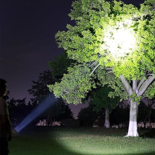 Lanterna Led Lumina Puternica, Rezistenta La Apa, Tip Proiector Cob, Lanterna Reincarcabila, Usb, Cu Maner Pentru Drumetii, Lanterna De Urgenta, Aer Liber, 14.1 X 6.4 Cm, Culoare Negru Cu Comutator Albastru - vivimall.ro
