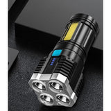 Lanterna Led Tactica 2 In 1, 4 Moduri De Iluminare, Tip Proiector Cob, Rezistenta La Apa, Reincarcabila, Usb, Lanterna De Drumetii, 13.6 X 5 Cm, Negru - vivimall.ro