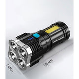 Lanterna Led Tactica 2 In 1, 4 Moduri De Iluminare, Tip Proiector Cob, Rezistenta La Apa, Reincarcabila, Usb, Lanterna De Drumetii, 13.6 X 5 Cm, Negru - vivimall.ro