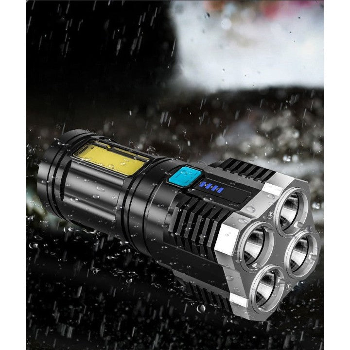 Lanterna Led Tactica 2 In 1, 4 Moduri De Iluminare, Tip Proiector Cob, Rezistenta La Apa, Reincarcabila, Usb, Lanterna De Drumetii, 13.6 X 5 Cm, Negru - vivimall.ro