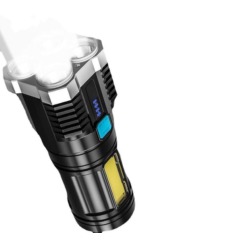 Lanterna Led Tactica 2 In 1, 4 Moduri De Iluminare, Tip Proiector Cob, Rezistenta La Apa, Reincarcabila, Usb, Lanterna De Drumetii, 13.6 X 5 Cm, Negru - vivimall.ro