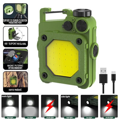 Lanterna Mini De Buzunar Tip Breloc, Incarcare Prin Usb Type C, Multifunctionala, Pentru Exterior, Camping, Alpinism, Ciclism, Mini Lanterna Elvis, Lumina Puternica, Culoare