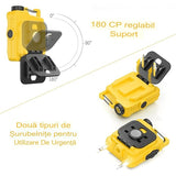Sursă COB LED lanternă breloc Elvis galbenă aprinsă, mod lumină puternică, detaliu fascicul