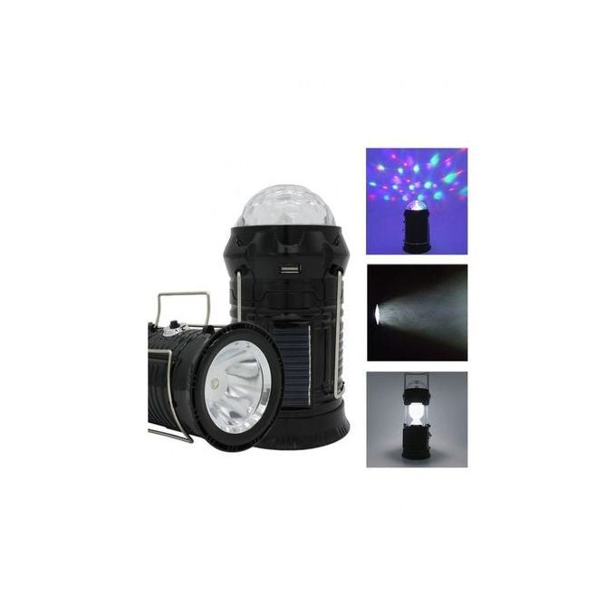 Lanterna Pliabila De Camping Magic Cool Cu Lampa Disc Si Usb Lanterna, Felinar, 6 Led + 1 W + 3C Culori, Negru - vivimall.ro