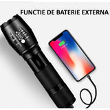 Lanterna Power Bank Led, Incarcare Usb, Raza 300M, 5W, Functie Zoom Si Incarcare Telefon - vivimall.ro