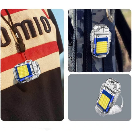 Lanterna Tip Breloc cu Bricheta, Vivimall, Impermeabila, 3 Moduri Iluminare, 300 mAh, Incarcare USB-C, COB, Raza de Actiune 50 - 100 m, 7.4 x 4.9 x 1.7 cm, Albastru - vivimall.ro