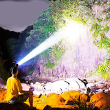 Lanterna Power Bank LED, Vivimall, cu Suport pentru Cap, Incarcare USB, Raza 100-200m, 5W, 3 Trepte de Lumina, Afisaj Baterie, Argintiu - vivimall.ro