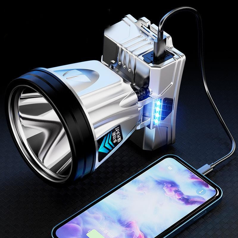 Lanterna Power Bank Led, Cu Suport Pentru Cap, Incarcare Usb, Raza 100-200M, 5W, 3 Trepte De Lumina, Afisaj Baterie - vivimall.ro