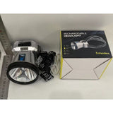 Lanterna Power Bank LED, Vivimall, cu Suport pentru Cap, Incarcare USB, Raza 100-200m, 5W, 3 Trepte de Lumina, Afisaj Baterie, Argintiu - vivimall.ro