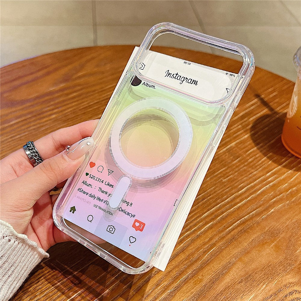 Husa Telefon, Vivimall, Compatibila iPhone 17 Pro, Model Cameleon, Magsafe, Schimbare Gradient de Culoare din Unghiuri Diferite, Multicolor - vivimall.ro