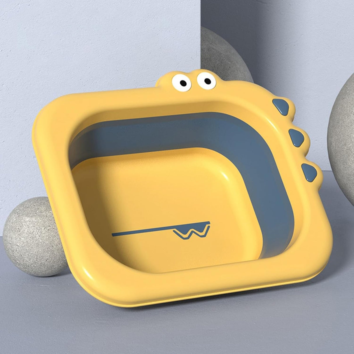 Lavoar Pliabil, Vivimall, pentru Copii, din PP/TPE, Portabil, Model Crocodil, 30x24.5x9 cm, Galben/Albastru - vivimall.ro