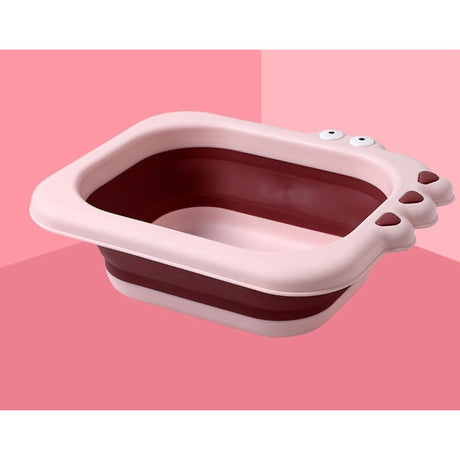 Lavoar Pliabil, Vivimall, pentru Copii, din PP/TPE, Portabil, Model Crocodil, 30x24.5x9 cm, Roz - vivimall.ro